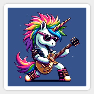 Pixel Rock Unicorn - Punk Style Electric Guitarist Sticker